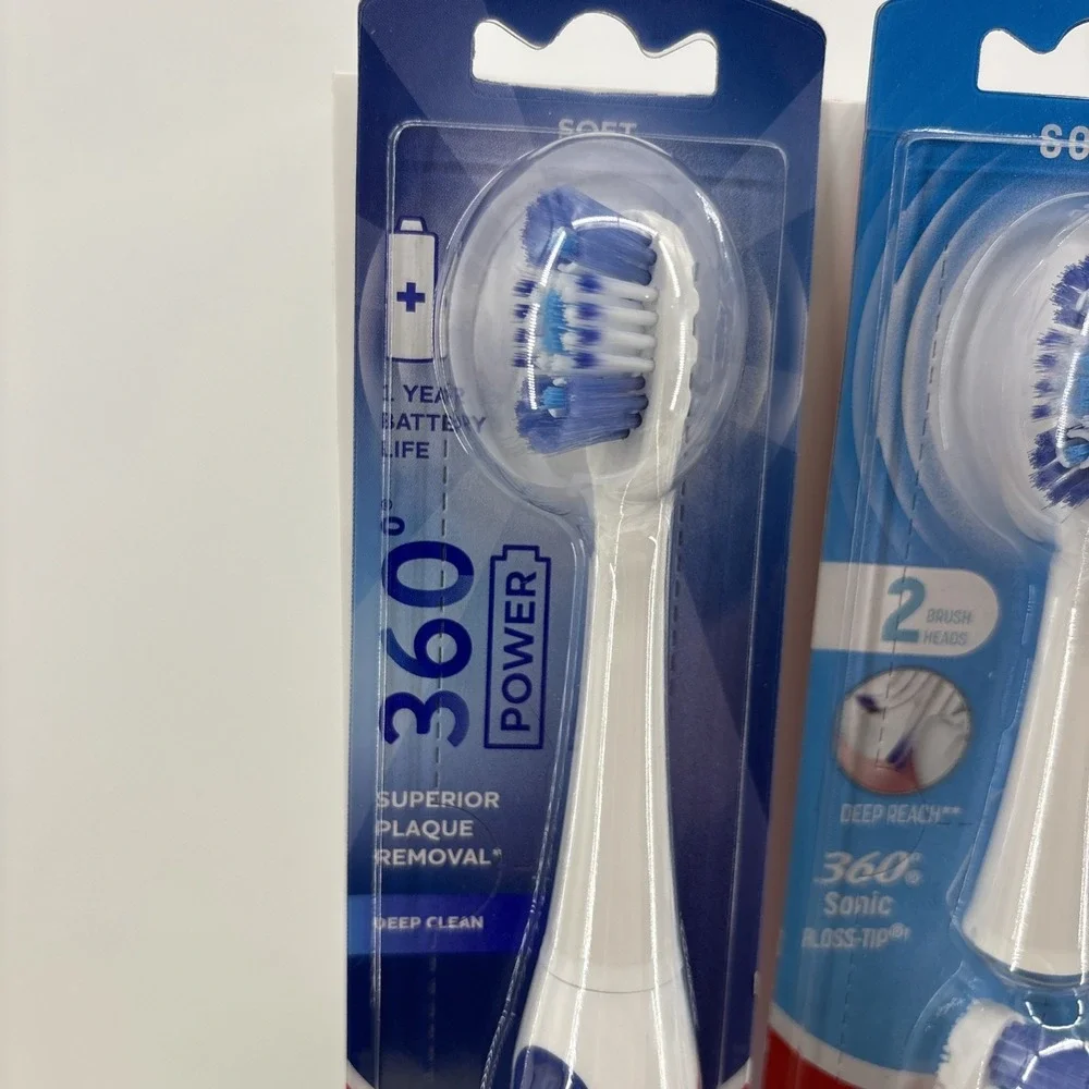 Colgate 360 Power Deep Clean Toothbrush & 6 Sonic Floss-Tip Brush Rep Heads Soft